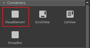 The visual element can be found on the right-hand side of the editor window A view containers list in the editor window. You can drag elements from here.