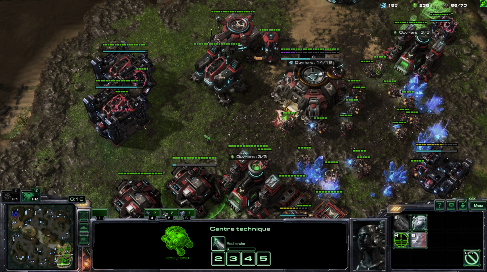 In Starcraft 2, all units and building have a healthbar above them. This healthbar uses global coordinates. "A screenshot of the game starcraft 2 featuring a terran base where you can see healthbars above units."